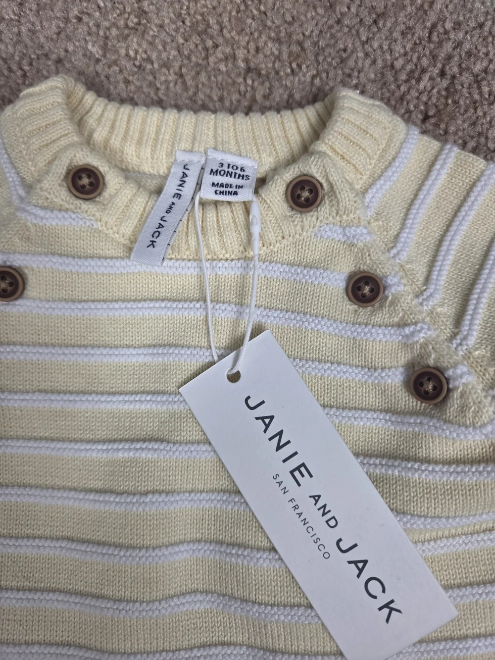 Janie and Jack Yellow and White Striped Knit Romper